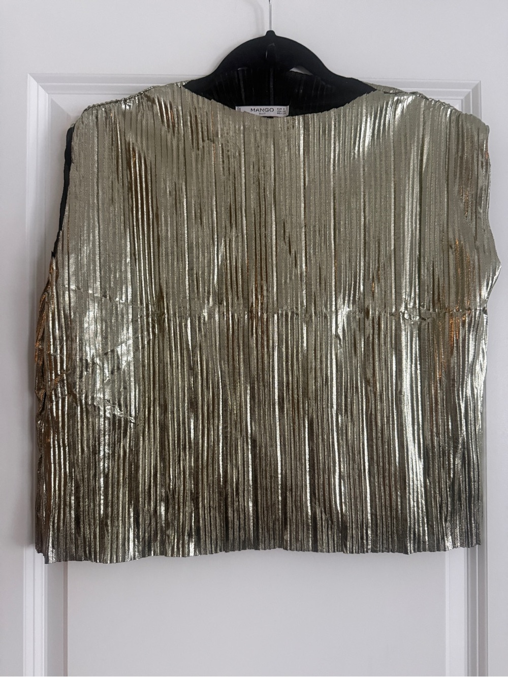 Mango Metallic Gold Pleated Sleeveless Top XS |S